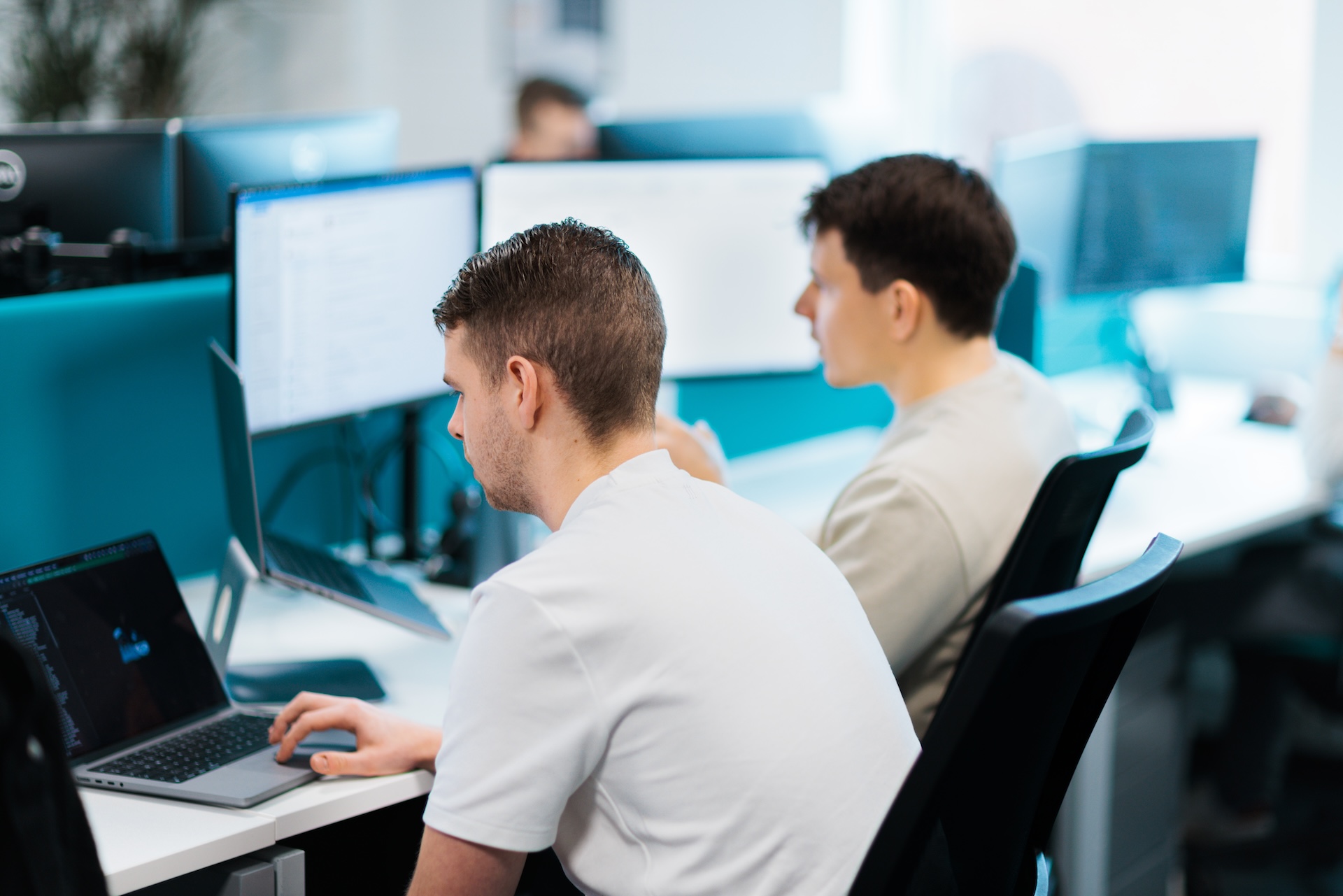 WP Company werknemers achter laptop